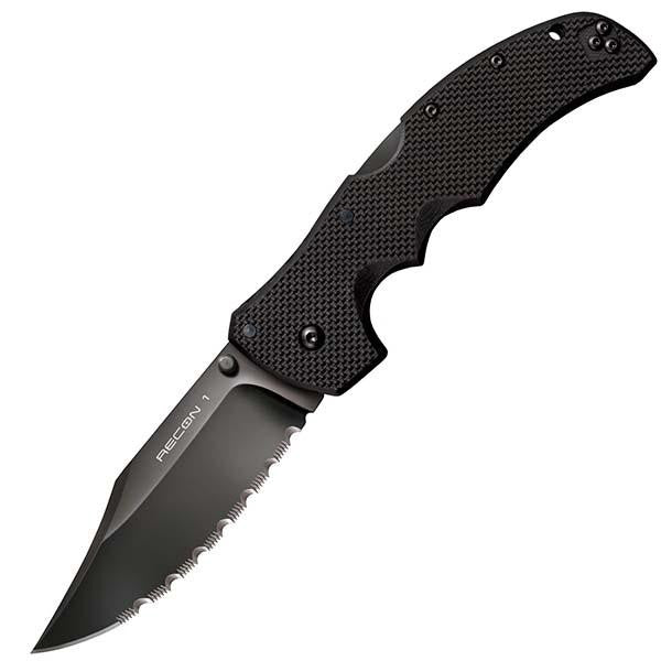 Recon 1, Black G10 Handle, Black Clip Point Serrated w-Clip