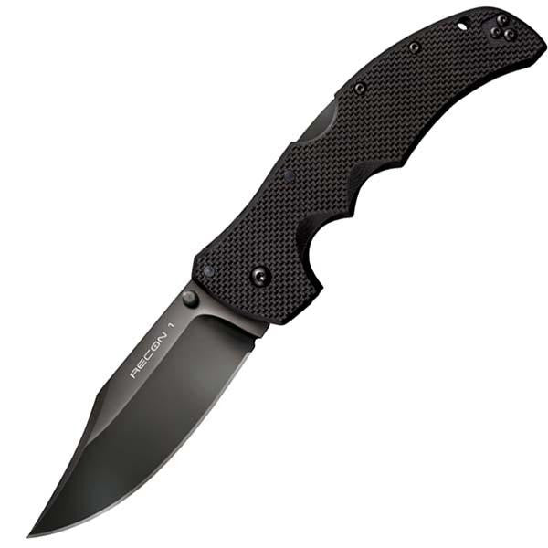 Recon 1, Black G10 Handle, Black Clip Point Plain w-Clip