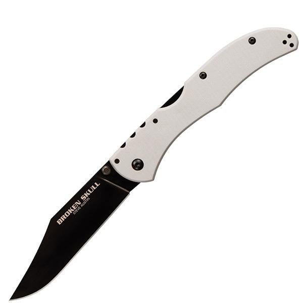 Broken Skull V, Light Gray G10 Handle, Black Plain w-Clip