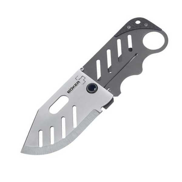 Credit Card Knife, Gray Handle, Satin, Plain, Clam Pack