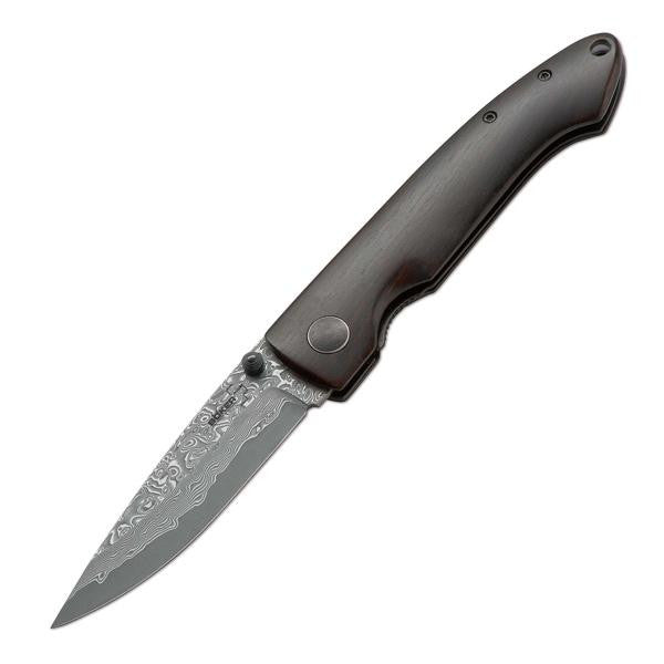 Damascus Gent I, Dark Ebony Handle, Damascus Plain