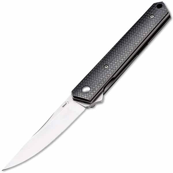 Kwaiken, Black Carbon Fiber Handle, Satin Plain w-Clip