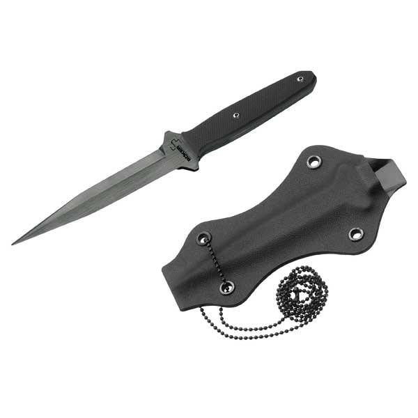 Besh-Wedge Neck Knife, Black G10 Handle,Black Plain w-Sheath