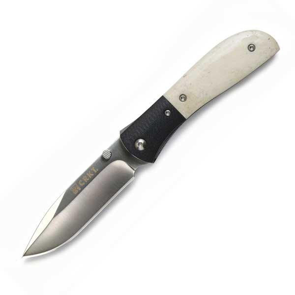 M4-02, Assisted, White Bone G10 Handle, Satin Plain w-Clip