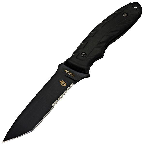 CFB, Black Rubberized Handle, Black Tanto ComboEdge w-Sheath