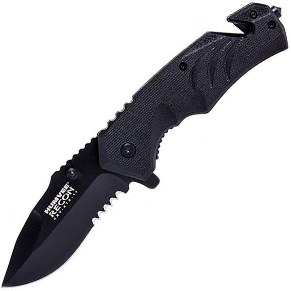 Tactical Recon 15, Black G10, Black Combo, Seatbelt Cutter