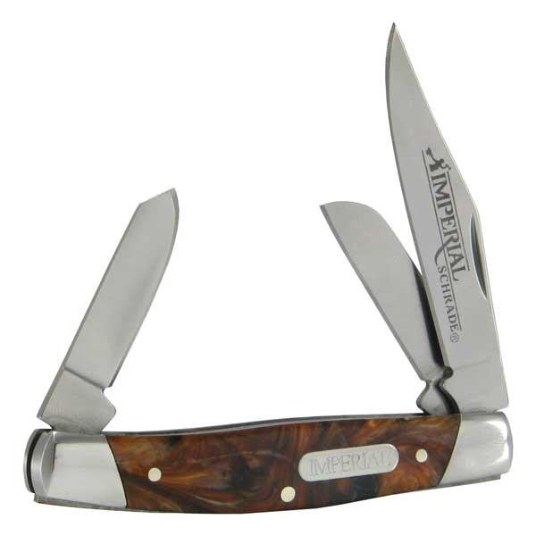 Imperial Stockman, Gray Swirl Handle, Plain, 3 Blades