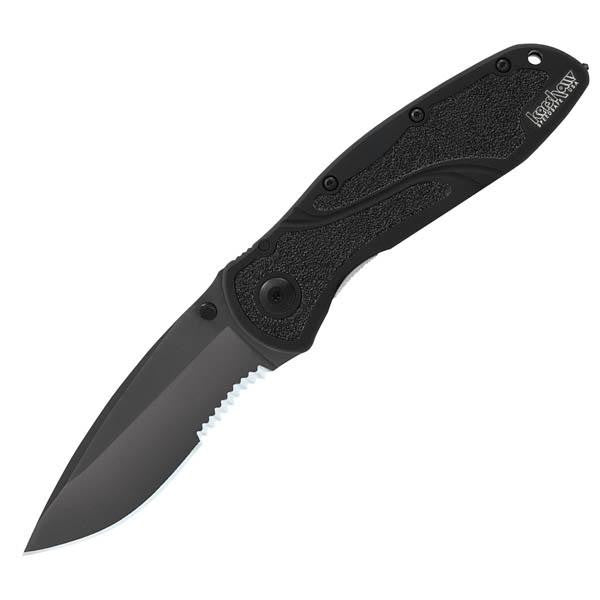 Blur Assisted, Black Handle & Blade,ComboEdge w-Glassbreaker