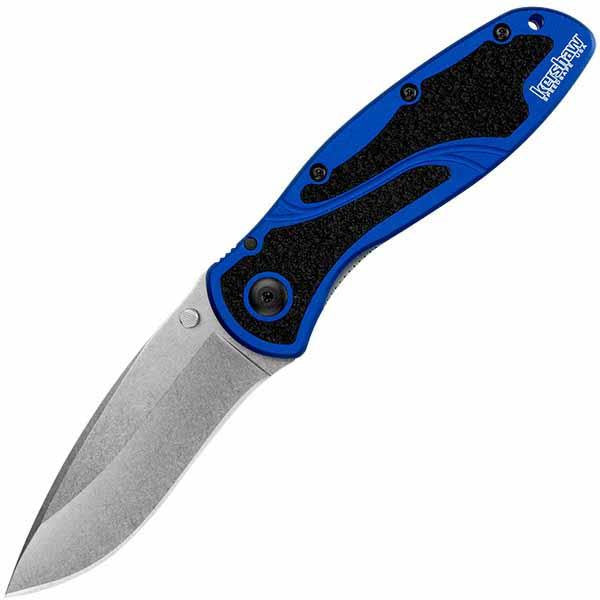Blur Assisted, Black-Navy Blue Handle,Stonewash Plain w-Clip