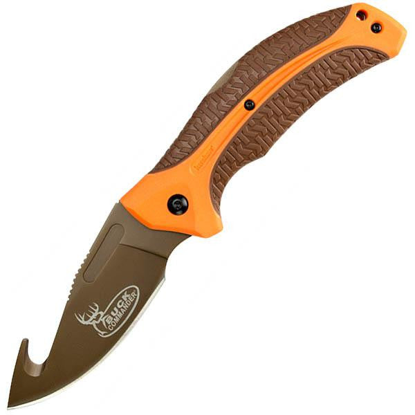 Lonerock w-Gut Hook, Orange-Brown GFN Handle, Plain w-Sheath