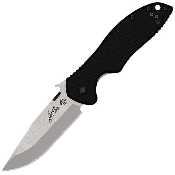 Emerson CQC-6K Wave, Black G10-SS Handle, Stonewash Plain