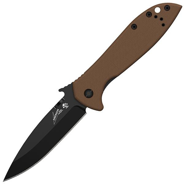 Emerson CQC-4K Wave, Brown G10-SS Handle, Black Plain