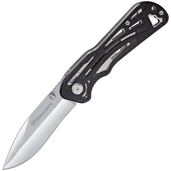 Caula Folder, Black Skeletonized G10 Handle, Plain Blade