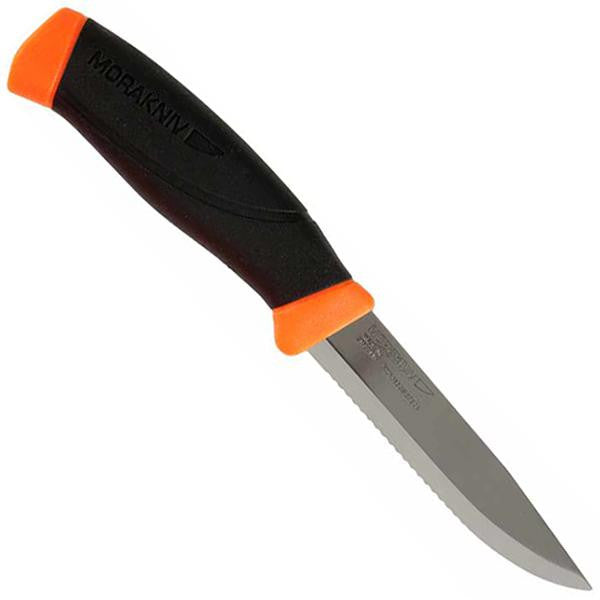 Companion F, Black-Orange Rubber Handle, Serrated w-Sheath