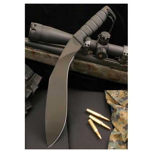 OKC Kukri Knife, Black Handle & Blade, w-Nylon Sheath