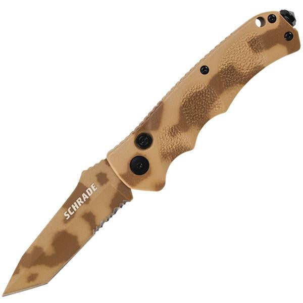 SC60DTS, Desert Camo Handle & Blade, Tanto ComboEdge w-Clip