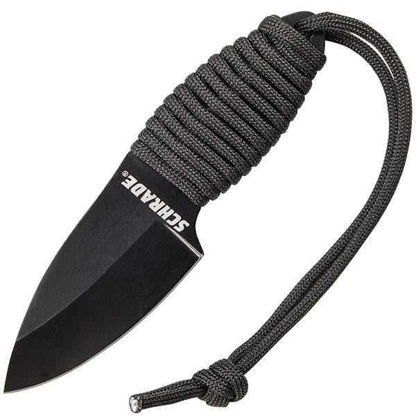 SCH406 Neck Knife,Small,Paracord Handle,Black Plain w-Sheath