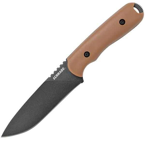 SCHF42D, Desert Givory Handle, Black Plain w-Leather Sheath