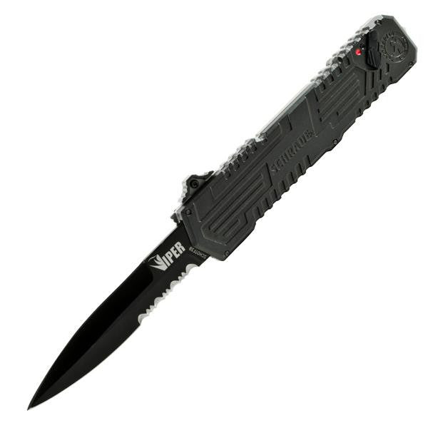 Viper 3, OTF, Black Handle, Black Blade, Serrated