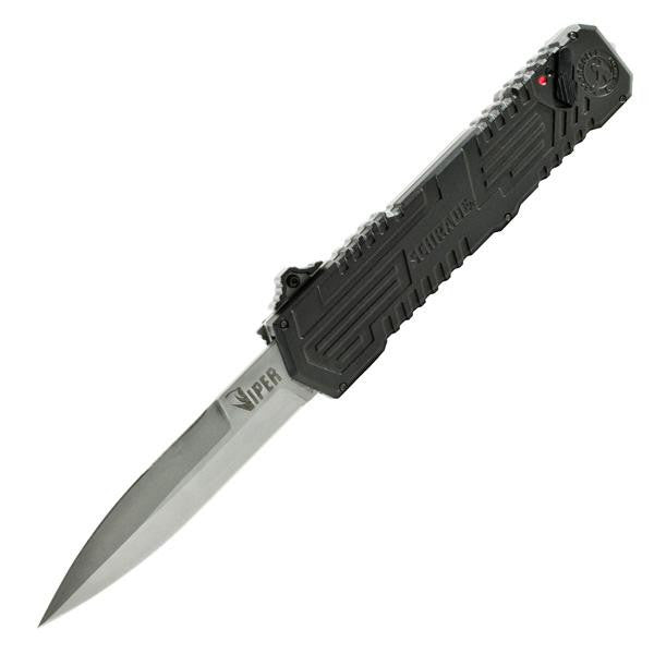 Viper 3, OTF, Black Handle, Bead Blast Blade, Plain