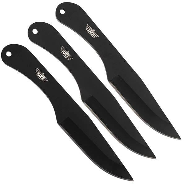 Throwing Knives, 3pc, Black Handle-Blade w-Sheath