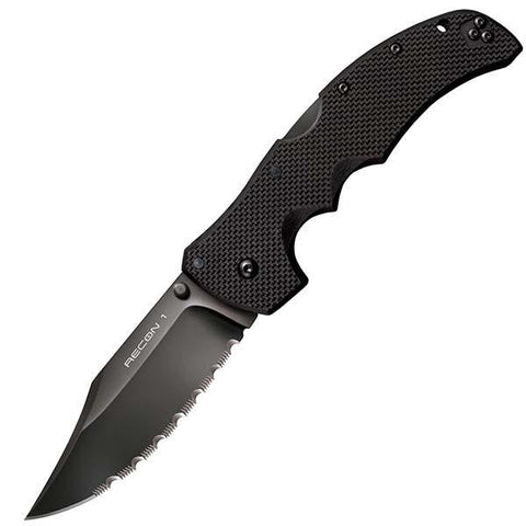 Recon 1, Black G10 Handle, Black Clip Point Serrated w-Clip