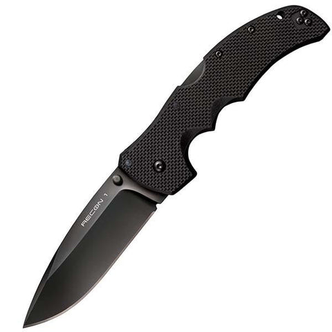 Recon 1, Black G10 Handle, Black Spear Point Plain w-Clip
