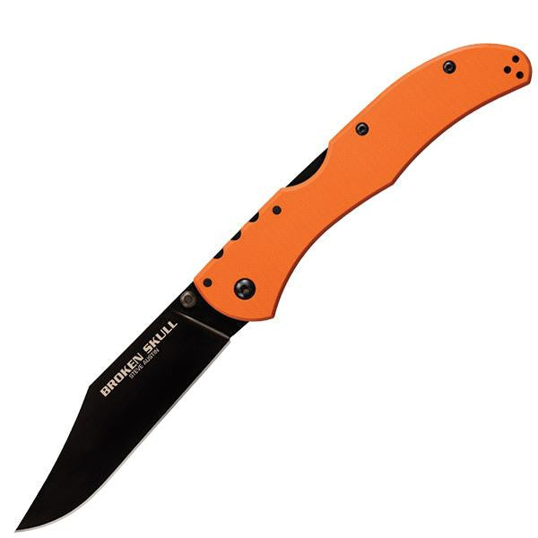 Broken Skull I, Orange G10 Handle, Black Plain w-Clip