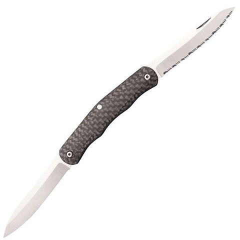 Lucky, Carbon Fiber Handle, Plain-Serrated, 2 Blades