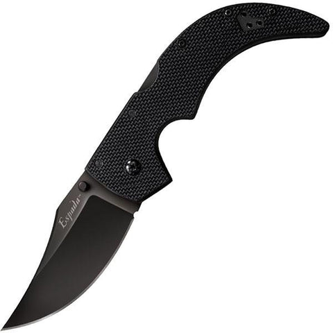 Espada Medium, Black G10 Handle, Black Plain w-Clip,3.5 inch