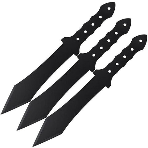 Gladius Throwers, Black Solid Tempered Steel w-Tri-Sheath