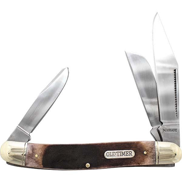 Old Timer Lumberjack, Sawcut Bone Handle, Plain, 3 Blades