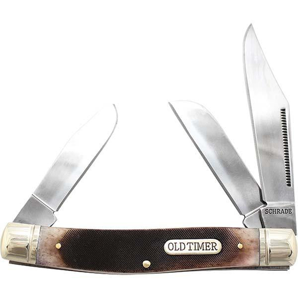 Old Timer Senior, Sawcut Bone Handle, Plain, 3 Blades