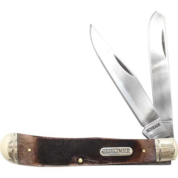 Old Timer Large Gunstock Trapper, Bone Handle, Plain