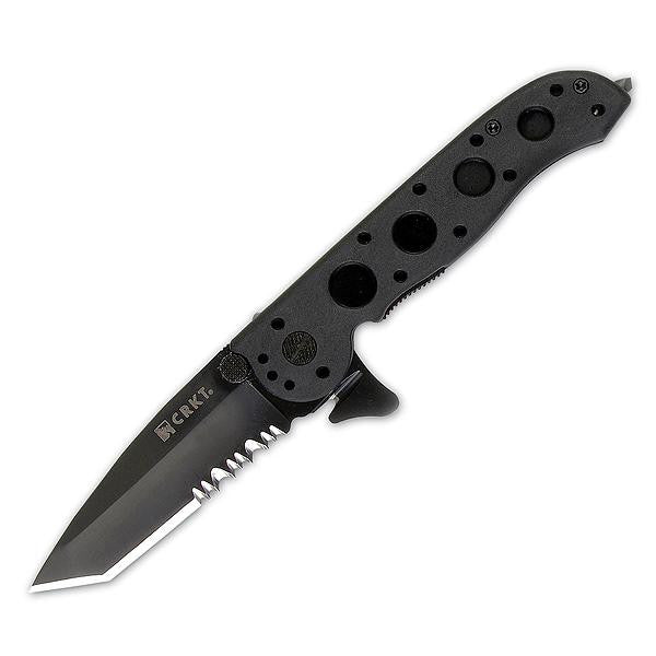 M16-12ZLEK, Black GFN Handle, Black Tanto ComboEdge w-Clip