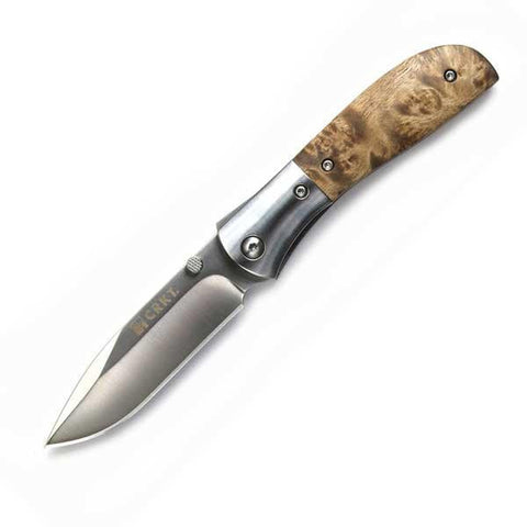 M4-02W, Assisted, Stainless-Burl Wood Handle, Satin Plain