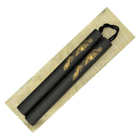 Nunchaku, 12 in. Foam Trainer w-Cord, Black
