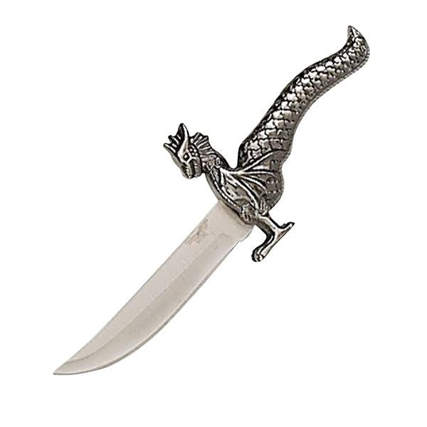 Dragon Knife, Antique Silver Finish, w-Sheath