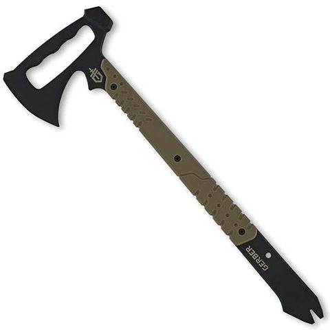 Downrange Tomahawk, Desert Tan G10 Handle w-Sheath