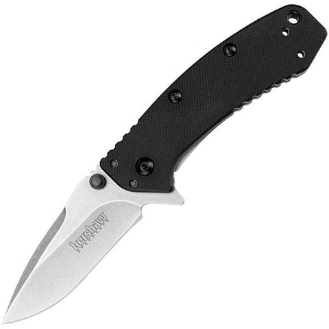 Cryo Assisted, Black G10 Handle, Stonewash Plain w-Clip