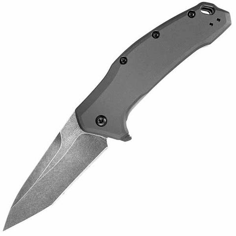 Link Assisted, Gray Aluminum Handle, Blackwash Tanto Plain