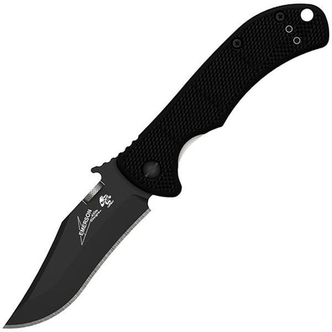 Emerson CQC-2K Wave, Black G10-SS Handle, Black Plain