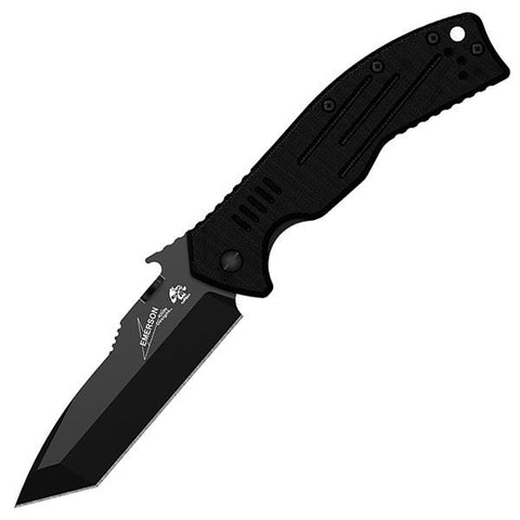 Emerson CQC-8K Wave, Black G10 Handle, Black Tanto Plain