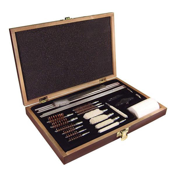 Deluxe Gun Cleaning Kit, 27 Piece w-Wood Case