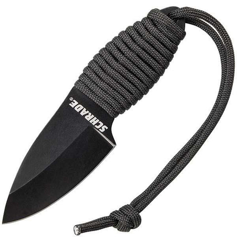 SCH406 Neck Knife,Small,Paracord Handle,Black Plain w-Sheath