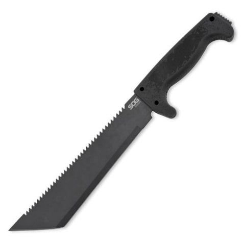SOGfari Machete, Black Kraton Handle, Black Tanto-Saw, 10"