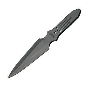 Throwing Knife Triple Set, Black Handle & Blade, w-Sheath